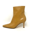 Gina Beige Leather Pointed Toe Ankle Heel Boots 