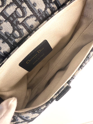 Christian Dior Mini Saddle Bag – Oblique Canvas Navy Leather Handbag