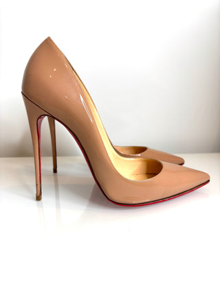 Christian Louboutin So Kate 120 Nude Patent Heels 39.5 UK6.5