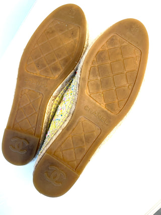 Chanel Yellow Leather and Tweed CC Espadrilles Flats – Size 39 UK 6