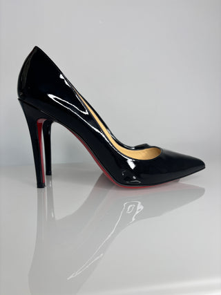 Christian Louboutin Pigalle 100 Black Patent Heels 38.5 UK5.5
