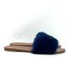 Louis Vuitton Brown Leather Dark Blue Mink Fur Slides