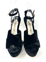 Sophia Webster Natalia 140 Black Velvet Crystal Heel Platform Sandals 38.5 UK 5.5