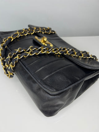 Vintage Chanel Black Vertical Quilted Jumbo Flap – Gold-Plated Hardware Shoulder Bag