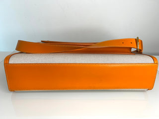 Burberry Pre-Loved Pocket Bag White /Orange Cotton Leather Medium Bag