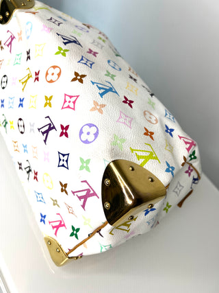 Louis Vuitton Pre-Loved Speedy 30 Multicolour Monogram White Handbag
