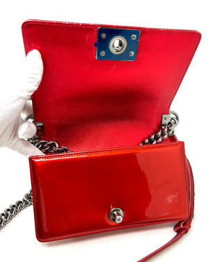 Chanel Small Metallic Red Patent Boy Bag