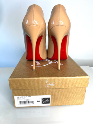 Christian Louboutin So Kate 120 Nude Patent Leather Heels – Size 40 UK7
