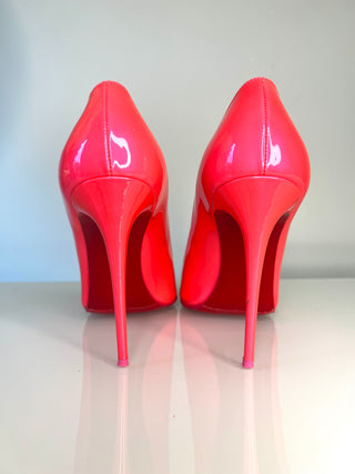 Christian Louboutin Kate 100 Fluo Pink Patent Leather Pumps Heels – Size 40 UK 7