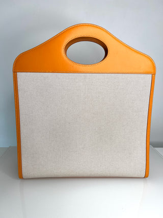 Burberry Pre-Loved Pocket Bag White /Orange Cotton Leather Medium Bag