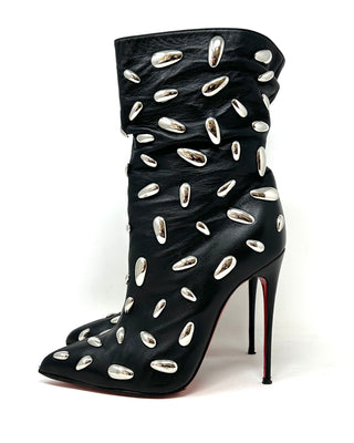 Christian Louboutin Black Leather Studded Heel Boots