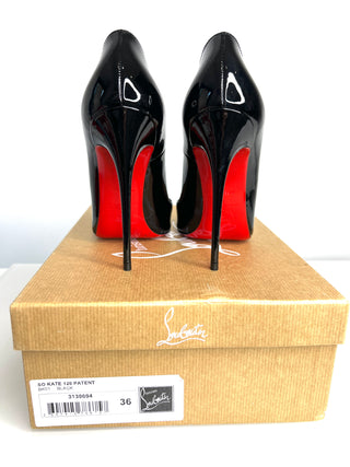 Christian Louboutin So Kate 120 Black Patent Heels 36 UK3