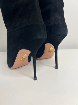 Aquazzura Black Suede Over-the-Knee Pull-on Boots – Size 38.5 / UK 5.5