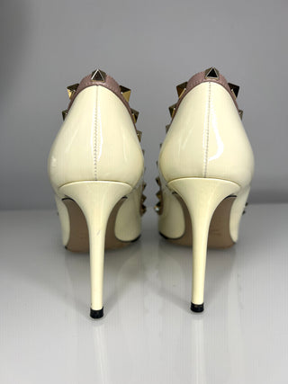 Valentino Garavani Rockstud 85 Ivory White Patent Leather Pumps – EU 37.5 / UK 4.5