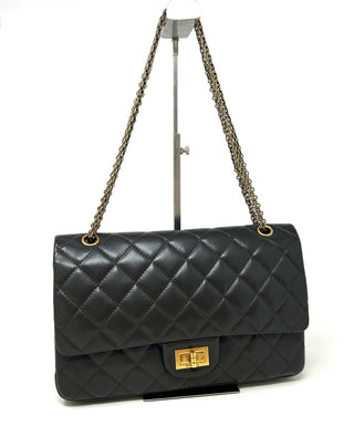 Chanel Reissue 2.55 Maxi Dark Khaki Quilted Leather Antique Gold Flap Shoulder Bag