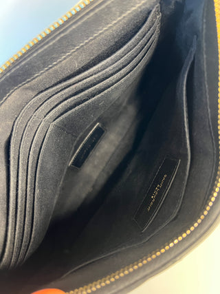 Saint Laurent YSL Monogram Cassandre A5 Black Leather Wristlet Zip Pouch Clutch Bag