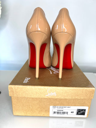 Christian Louboutin Pigalle 120 Nude Patent Leather Heels 40 UK7