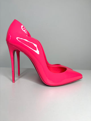 Christian Louboutin Hot Chick 100 Pink Patent Leather Heels 39.5 UK6.5