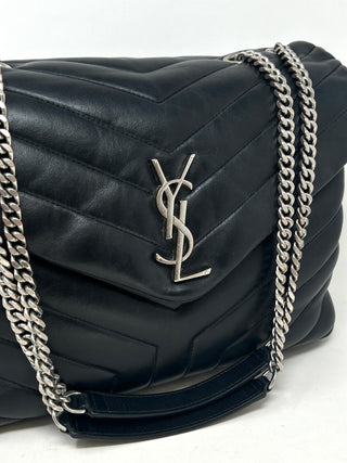 Saint Laurent Loulou Medium Black Leather Quilted Shoulder Bag