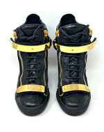 Giuseppe Zanotti Black Croc Leather Wedge Trainer Boots 