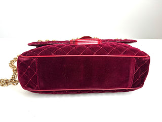 Dolce & Gabbana Lucia  Studded Burgundy Velvet Shoulder Bag