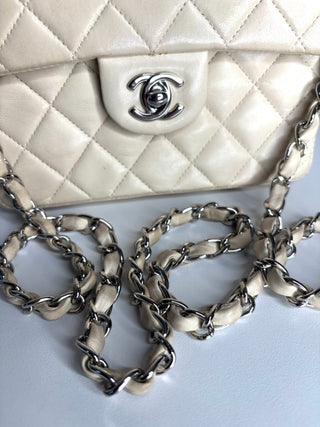 Chanel Mini Flap Square Ivory Lambskin Shoulder Bag