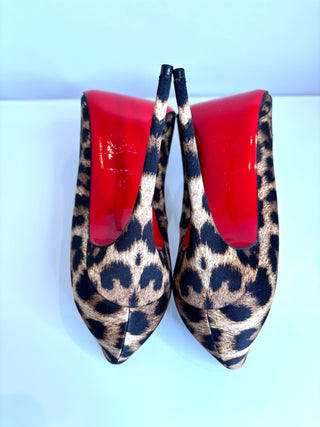 Christian Louboutin So Kate 120 Leopard Satin Heels 40 UK7