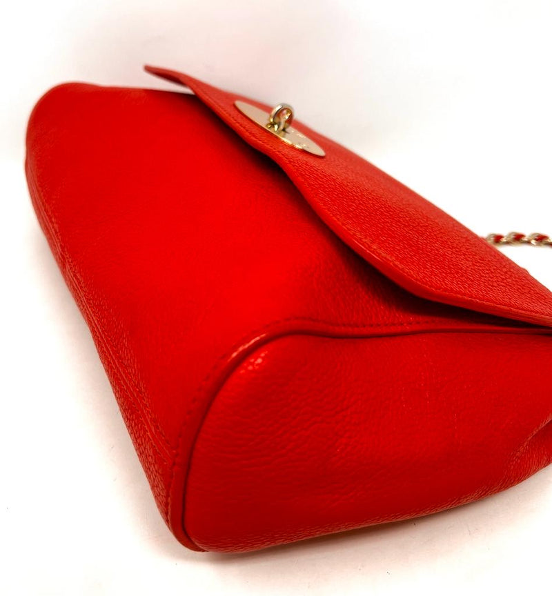 Lily Medium Fiery Spritz Red Classic Grain Shoulder Crossbody Bag