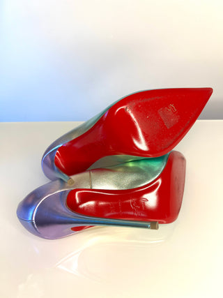 Christian Louboutin So Kate 120 Metallic Multi Degrade Leather Heels 39.5 UK6.5