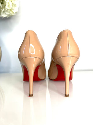 Christian Louboutin Preloved Pigalle 85 Nude Patent Leather Heels 37 UK4