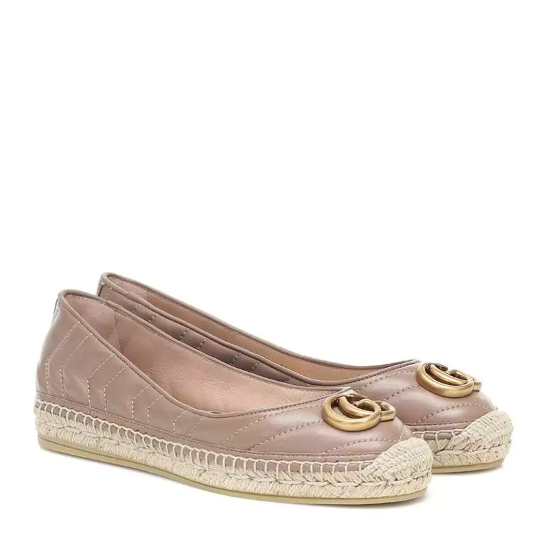 Gucci Nappa Charlotte Porcelain Rose Quilted Leather Espadrille Pumps 37.5 UK 4.5