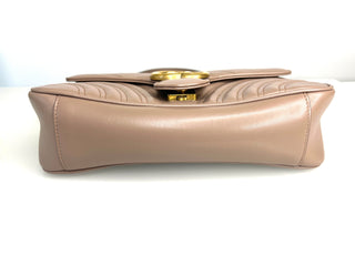Gucci Preloved Marmont Medium Beige Leather Shoulder Bag