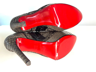 Christian Louboutin Brigette Python Lace Booties 38.5 UK5.5