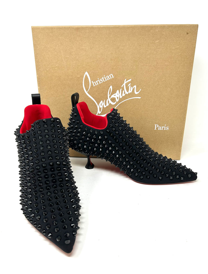 Christian Louboutin 123 Partez Black Spikes Booties 38 UK 5 High