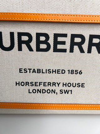 Burberry Pre-Loved Pocket Bag White /Orange Cotton Leather Medium Bag