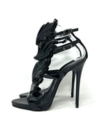 Giuseppe Zanotti Black Patent Leather Wing Heel Sandals 