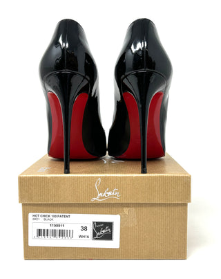 Christian Louboutin Hot Chick 100 Black Patent Leather Pump Heels 38 UK 5