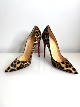 Christian Louboutin So Kate 120 Leopard Satin Heels 40 UK7