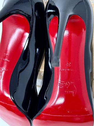 Christian Louboutin Hot Chick 100 Black Patent Leather Pump Heels 38 UK 5