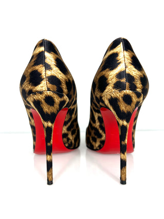 Christian Louboutin Pigalle Follies 100 Satin Leopard Heels 36.5 UK3.5