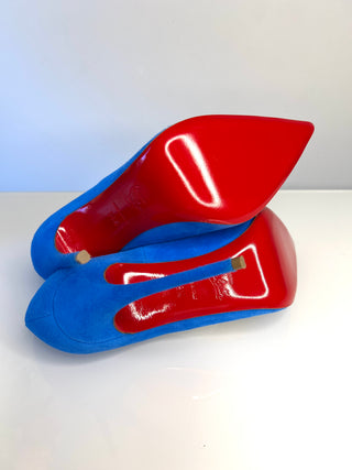 Christian Louboutin So Kate 120 Blue Suede Pumps Heels – Size 38.5 UK5.5