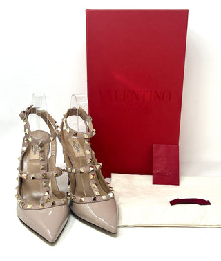 Valentino Garavani Rockstud 100 Nude Patent Leather Studded Pump Heels 40 UK 7