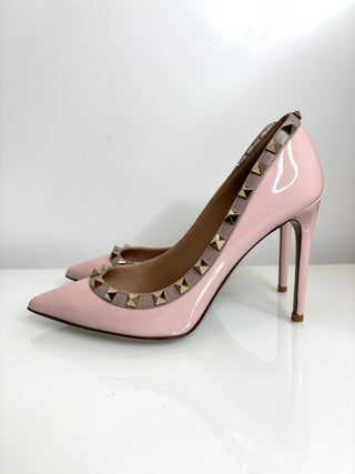 Valentino Garavani Rockstud 100 Water Rose Patent Leather Pumps Heels 36 UK3