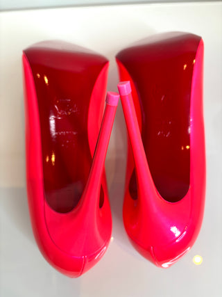 Christian Louboutin Kate 100 Fluo Pink Perle Patent Leather Heels 40.5 UK7.5