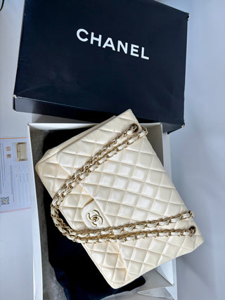 Chanel Classic Maxi Cream Calfskin Shoulder Flap Bag