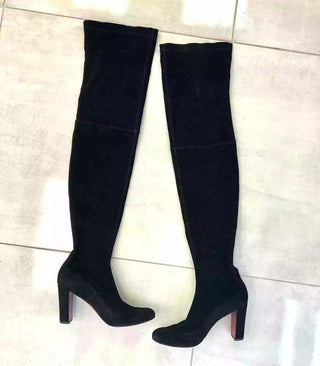 Christian Louboutin Kiss Me Gena 85 Black Suede Over-The-Knee Boots 39 UK 6