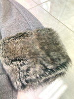 Kaliko Grey Faux Fur Cuffed Cocoon Coat 