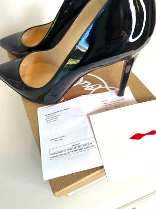 Christian Louboutin Pigalle 100 Black Patent Heels 39.5 UK6.5