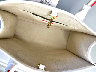 Balmain B-Army Lipstick Pint Off-White Canvas Tote Bag