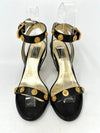 Versace Black Leather Medusa Medal Studded Heel Sandals